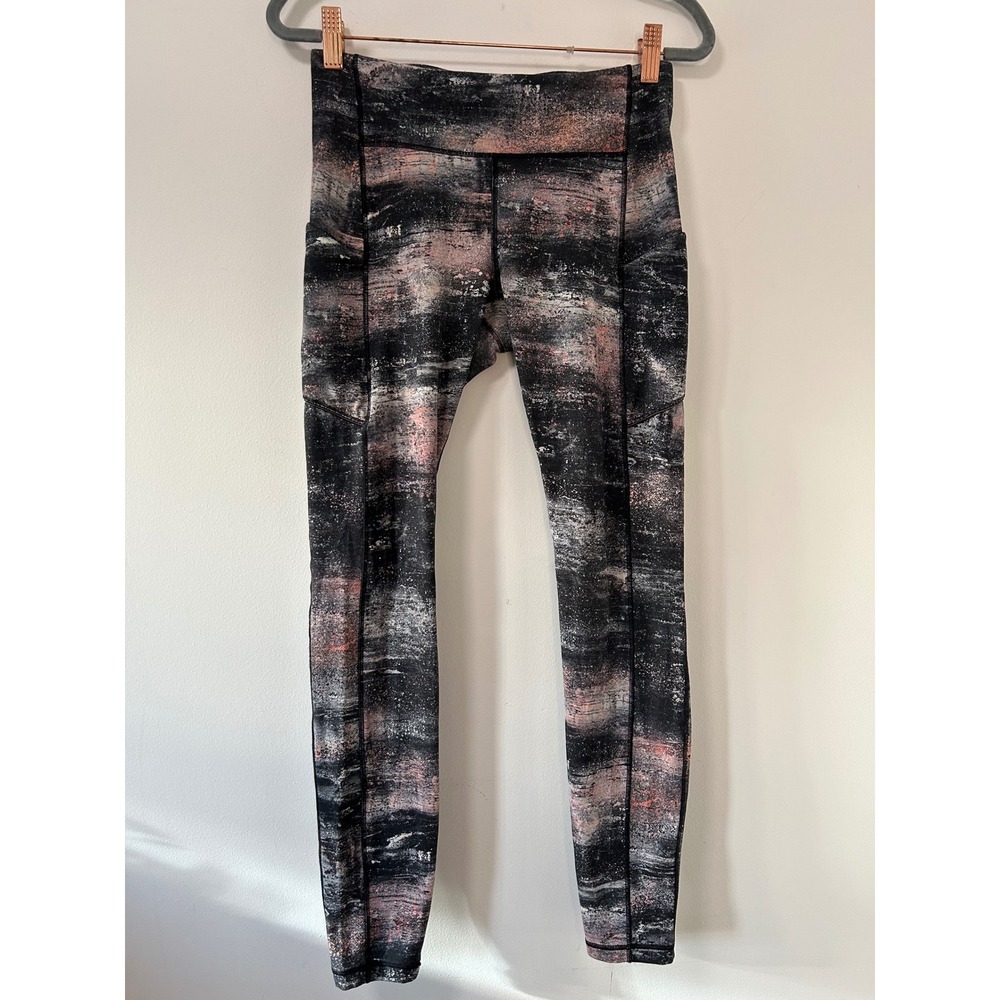 Lululemon Time To Sweat Azurite Poppy Luxetreme‎ Leggings Abstract Print Sz 6